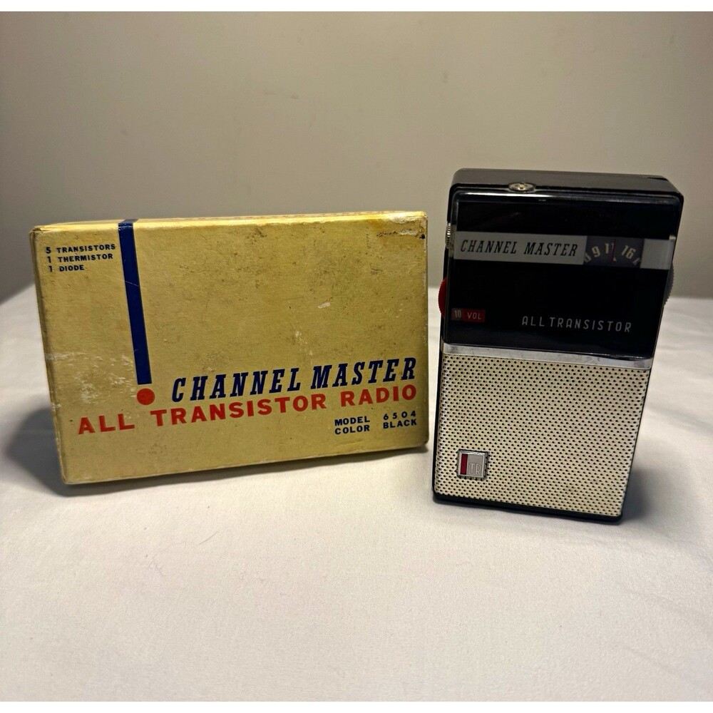 Vintage Channel Master 6504 All Transistor Radio Black w/ original paperwork